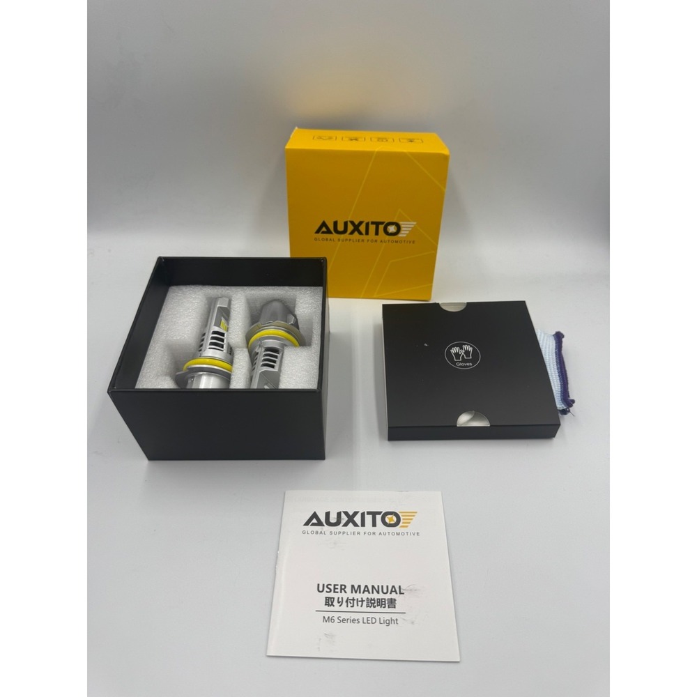 NWT Auxito M6 Series Cars LED Headlight Bulbs Manual and Gloves